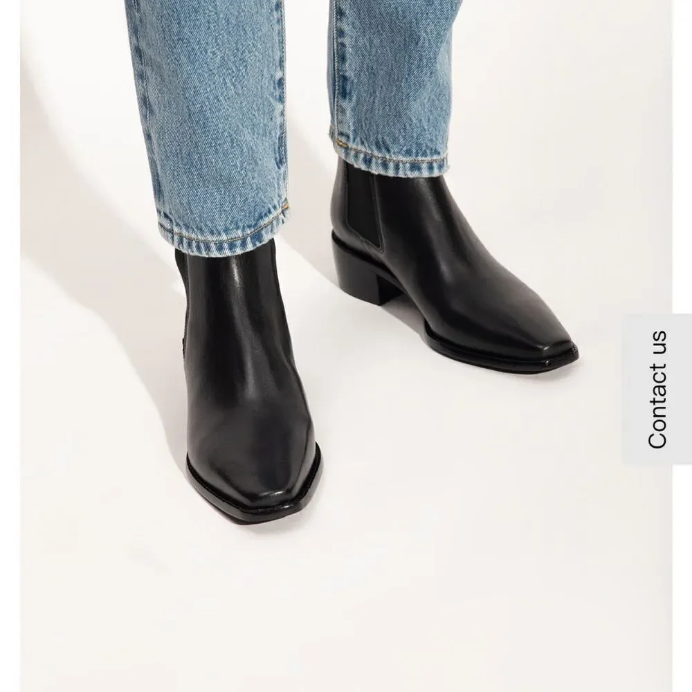Tory Burch Chelsea Classic Ankle Boots/Dust Bag Black Nappa Leather 8.5 NWT